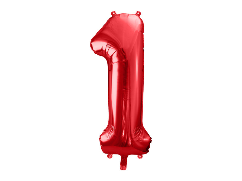 Folija balons Cipars 1 sarkanā krāsā 86 cm