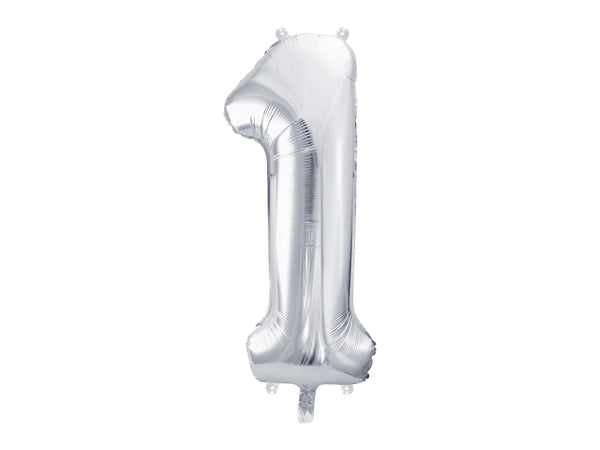 Folija balons cipars 1 sudraba (86 cm)