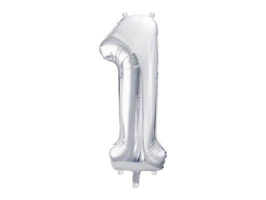 Folija balons cipars 1 sudraba (86 cm)