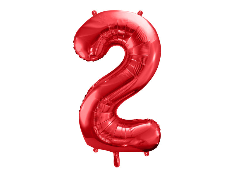 Folija balons Cipars 2 sarkanā krāsā 86 cm