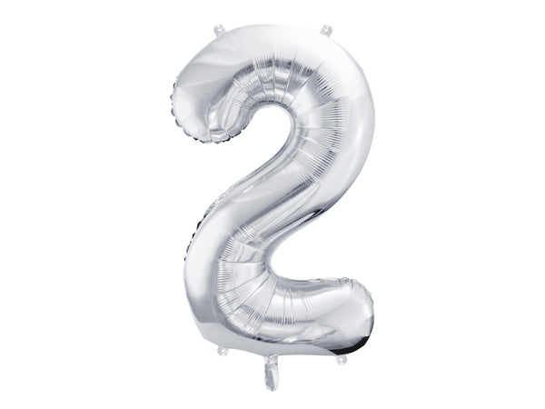Folija balons cipars 2 sudraba (86 cm)