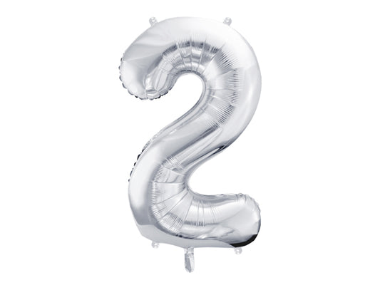 Folija balons cipars 2 sudraba (86 cm)