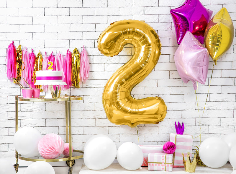 Folija balons cipars 2 zelta (86 cm)