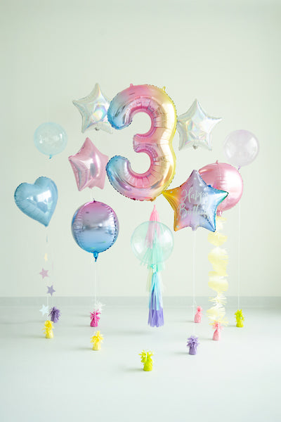 Folija balons cipars 3 "pastel rainbow" (86 cm)