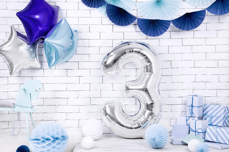 Folija balons cipars 3 sudraba (86 cm)