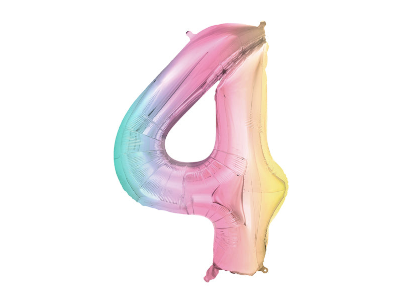 Folija balons cipars 4 "pastel rainbow" (86 cm)