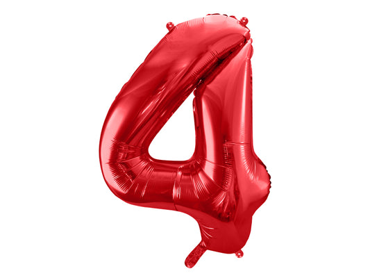Folija balons Cipars 4 sarkanā krāsā 86 cm