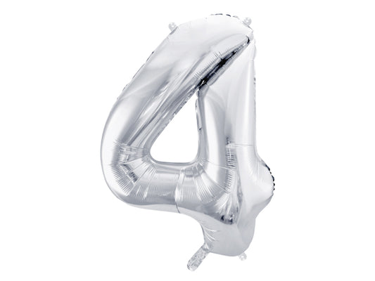 Folija balons cipars 4 sudraba (86 cm)