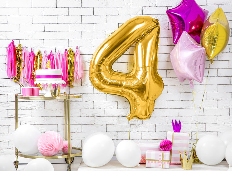 Folija balons cipars 4 zelta (86 cm)