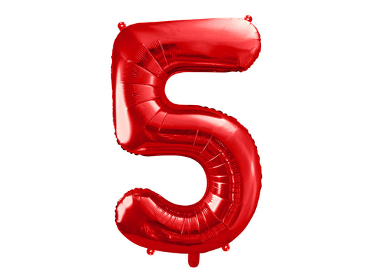 Folija balons Cipars 5 sarkanā krāsā 86 cm