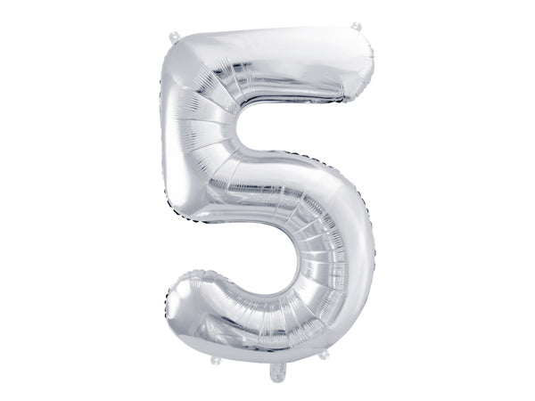Folija balons cipars 5 sudraba (86 cm)