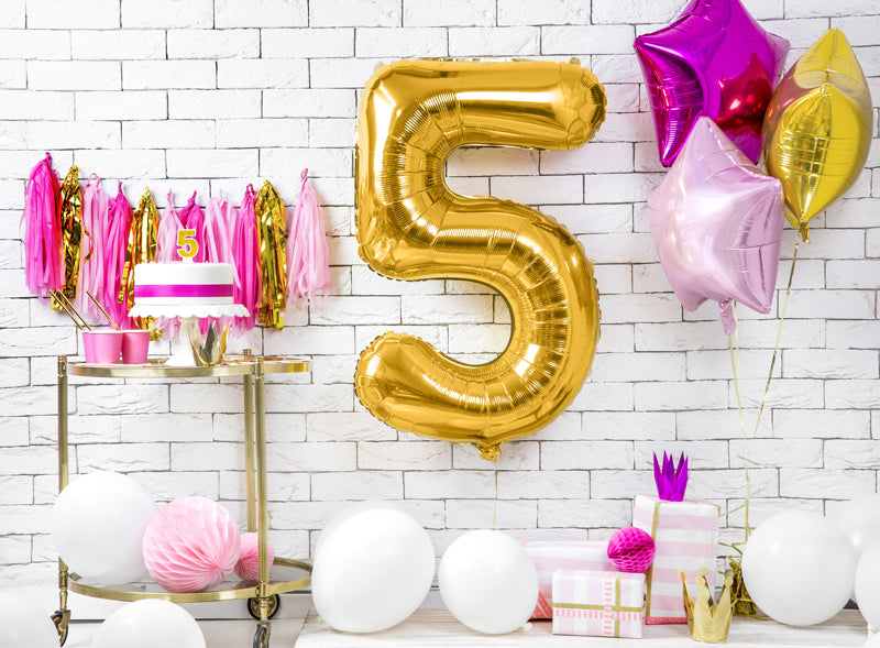 Folija balons cipars 5 zelta (86 cm)