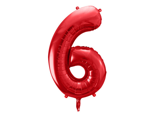 Folija balons Cipars 6 sarkanā krāsā 86 cm
