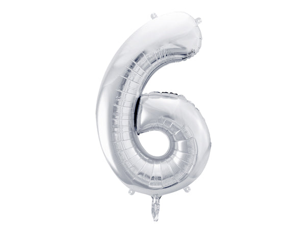 Folija balons cipars 6 sudraba (86 cm)