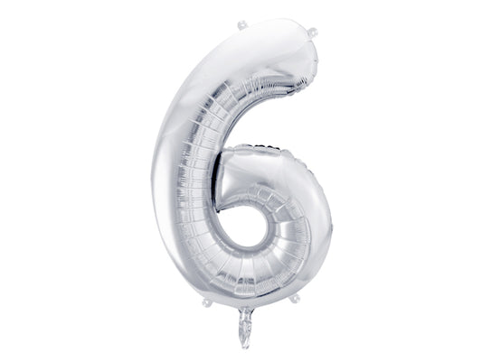 Folija balons cipars 6 sudraba (86 cm)