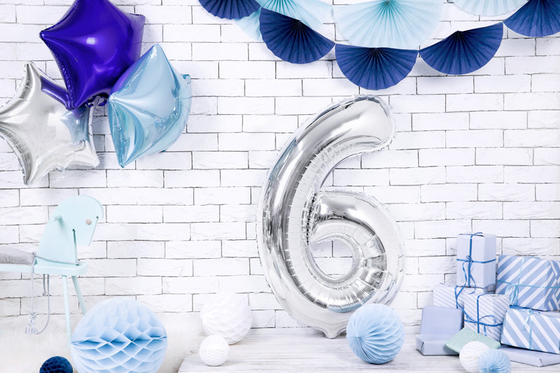 Folija balons cipars 6 sudraba (86 cm)