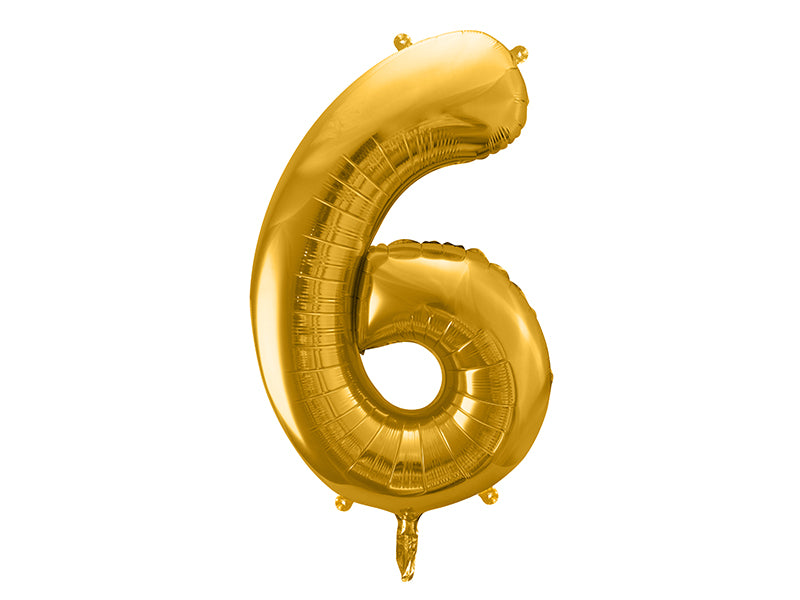 Folija balons cipars 6 zelta (86 cm)