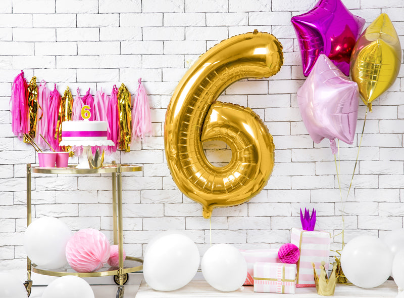 Folija balons cipars 6 zelta (86 cm)