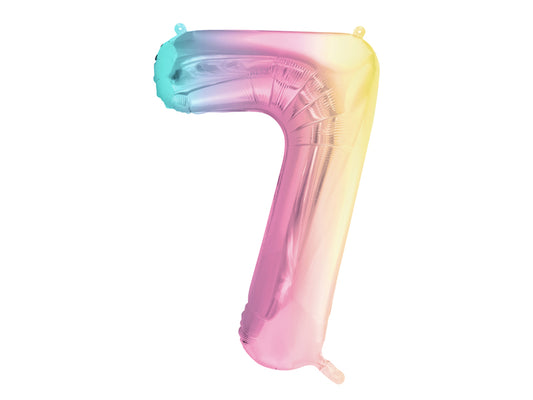 Folija balons cipars 7 "pastel rainbow" (86 cm)