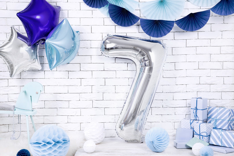 Folija balons cipars 7 sudraba (86 cm)