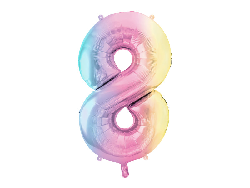 Folija balons cipars 8 "pastel rainbow" (86 cm)