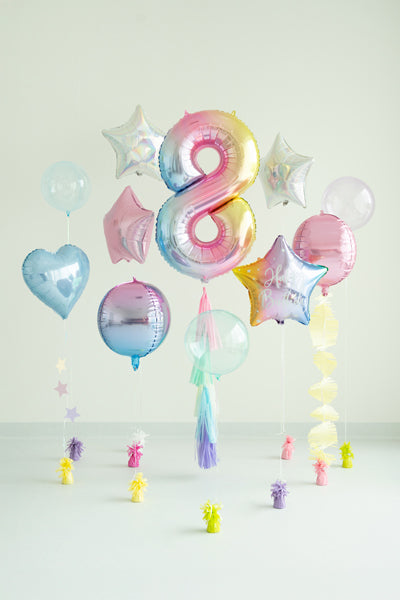Folija balons cipars 8 "pastel rainbow" (86 cm)