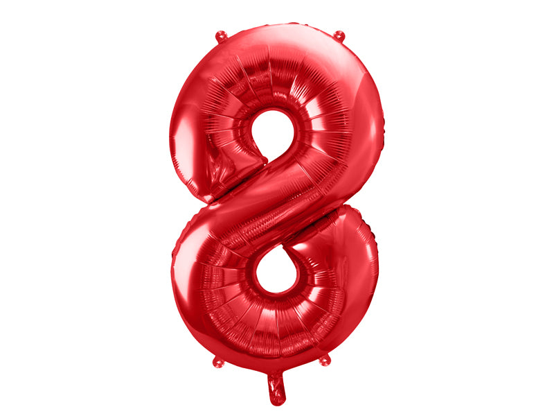 Folija balons Cipars 8 sarkanā krāsā 86 cm