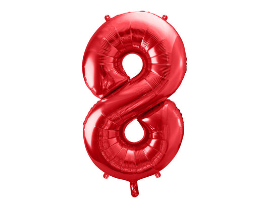Folija balons Cipars 8 sarkanā krāsā 86 cm