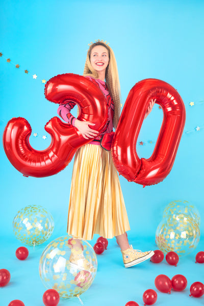 Folija balons Cipars 8 sarkanā krāsā 86 cm