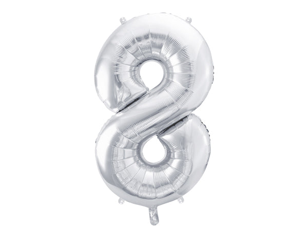 Folija balons cipars 8 sudraba (86 cm)