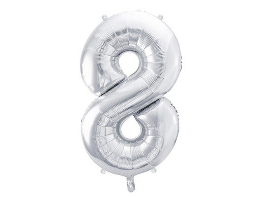 Folija balons cipars 8 sudraba (86 cm)