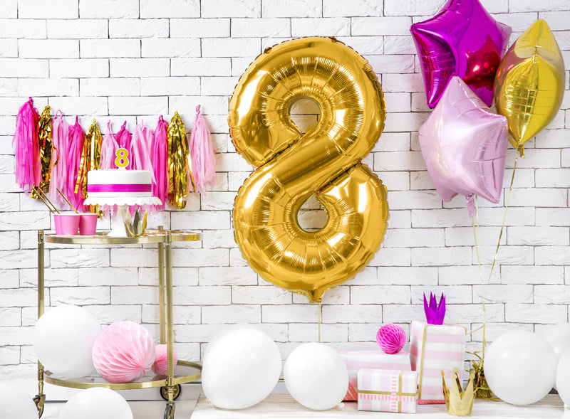 Folija balons cipars 8 zelta (86 cm)