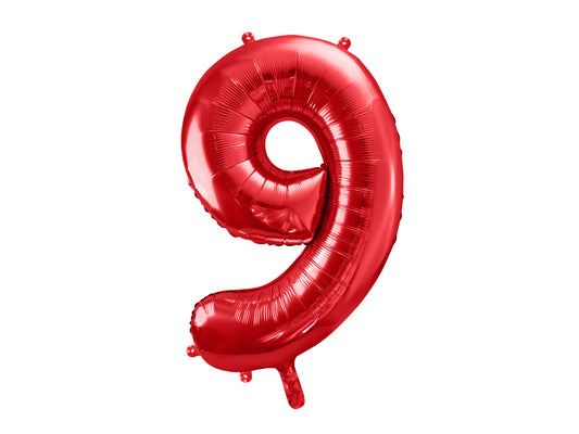 Folija balons Cipars 9 sarkanā krāsā 86 cm