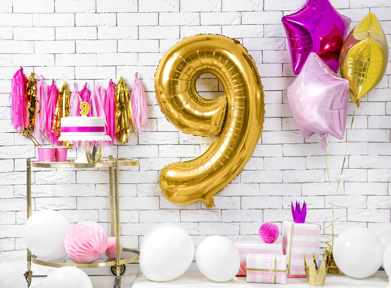 Folija balons cipars 9 zelta (86 cm)