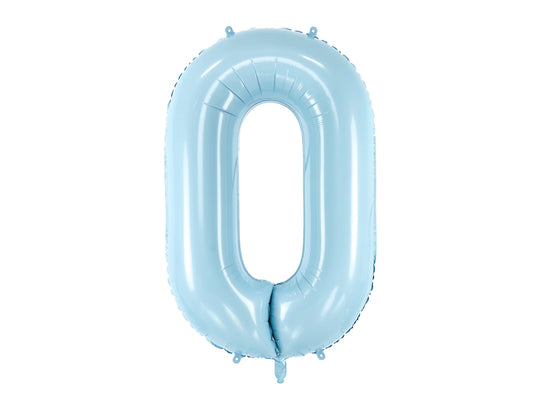 Folija balons cipars 0 gaiši zils (86 cm)