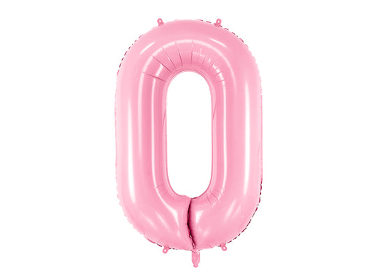 Folija balons cipars 0 rozā (86 cm)