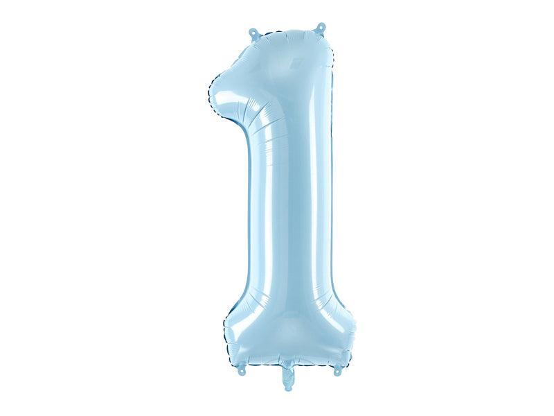 Folija balons cipars 1 gaiši zils (86 cm)