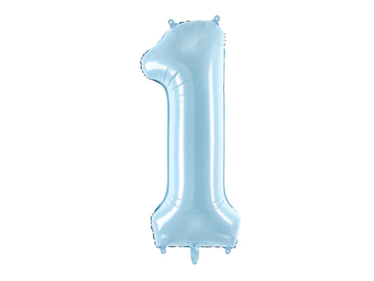Folija balons cipars 1 gaiši zils (86 cm)