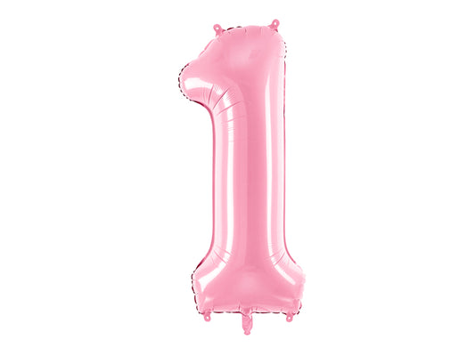 Folija balons cipars 1 rozā (86 cm)
