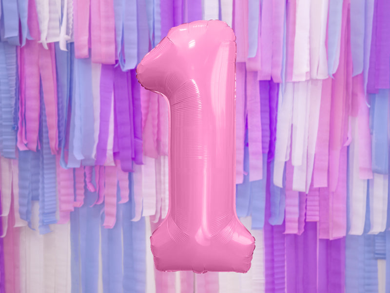 Folija balons cipars 1 rozā (86 cm)