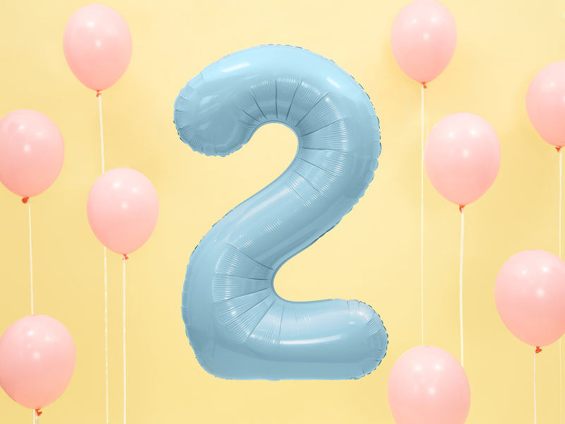 Folija balons cipars 2 gaiši zils (86 cm)