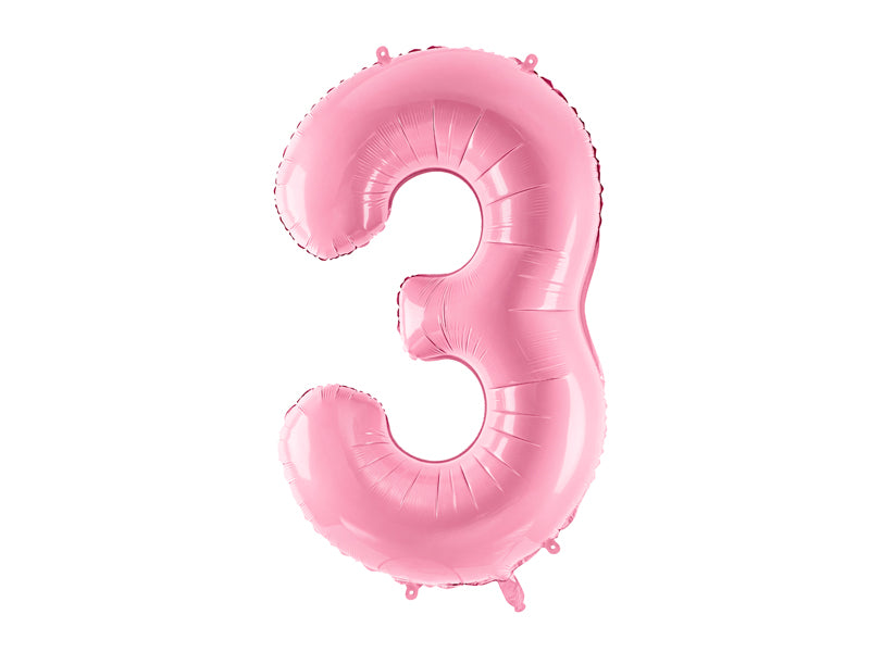 Folija balons cipars 3 rozā (86 cm)
