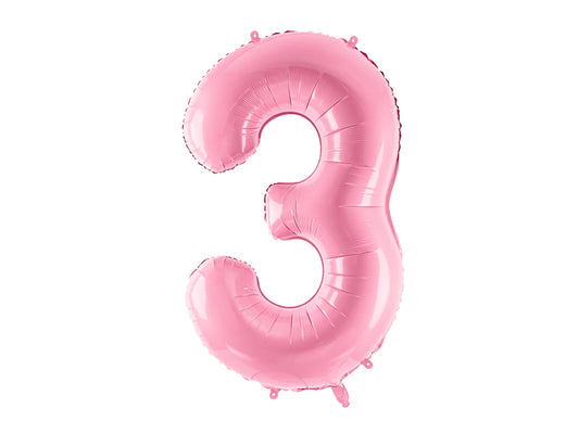 Folija balons cipars 3 rozā (86 cm)