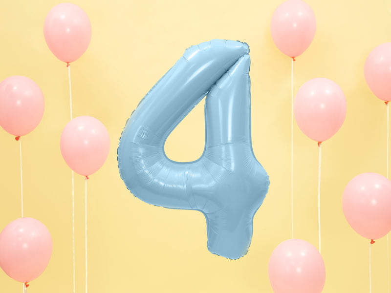 Folija balons cipars 4 gaiši zils (86 cm)
