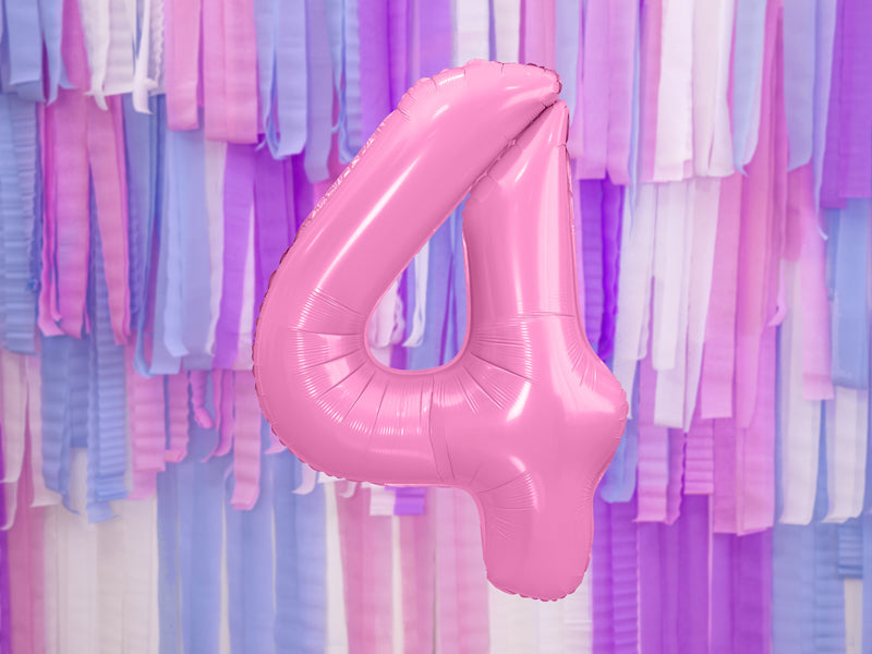 Folija balons cipars 4 rozā (86 cm)