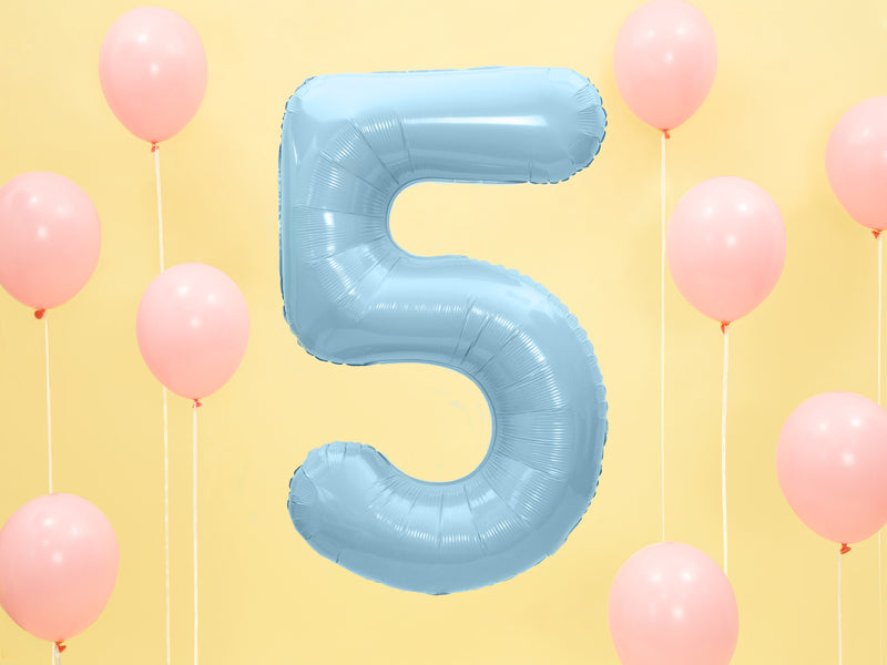 Folija balons cipars 5 gaiši zils (86 cm)