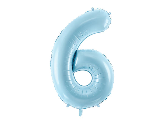 Folija balons cipars 6 gaiši zils (86 cm)