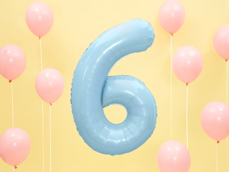 Folija balons cipars 6 gaiši zils (86 cm)