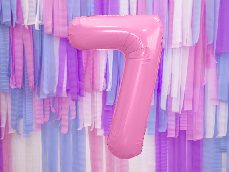 Folija balons cipars 7 rozā (86 cm)