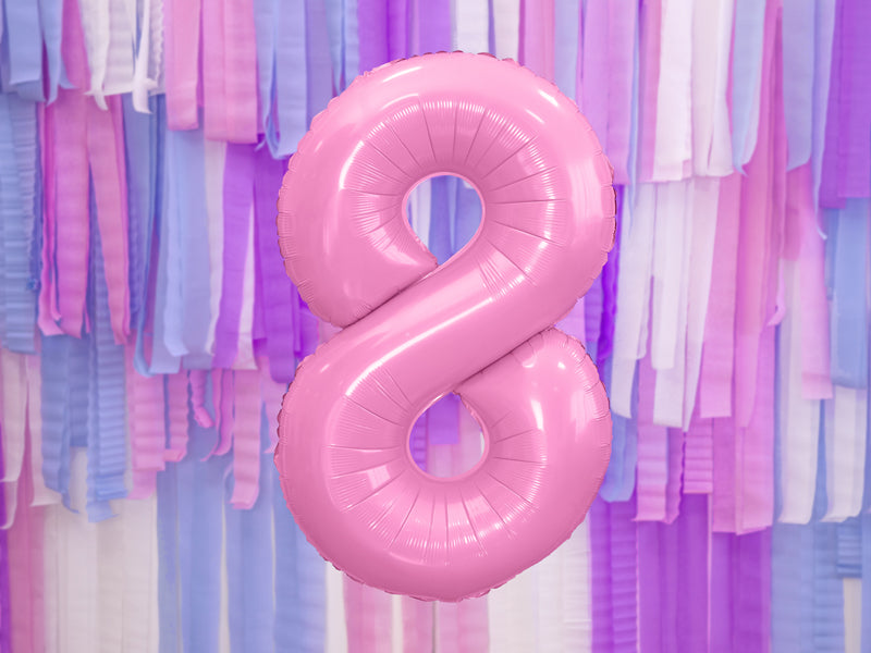 Folija balons cipars 8 rozā (86 cm)